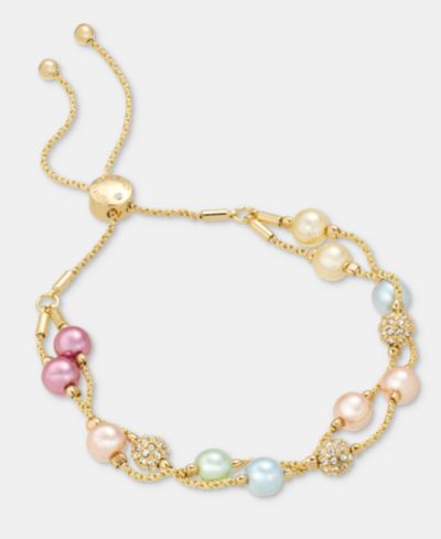 Charter Club Pavé Fireball & Imitation Pearl Slider Bracelet, Macy's Exclusive