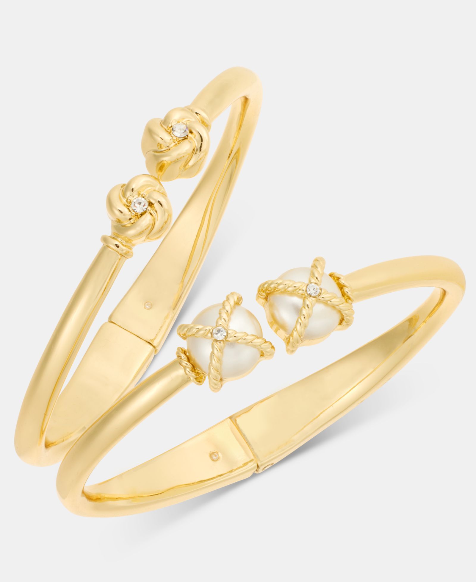 Charter Club 2-Pc. Set Pavé & Imitation Pearl Bangle Bracelets, Macy's Exclusive