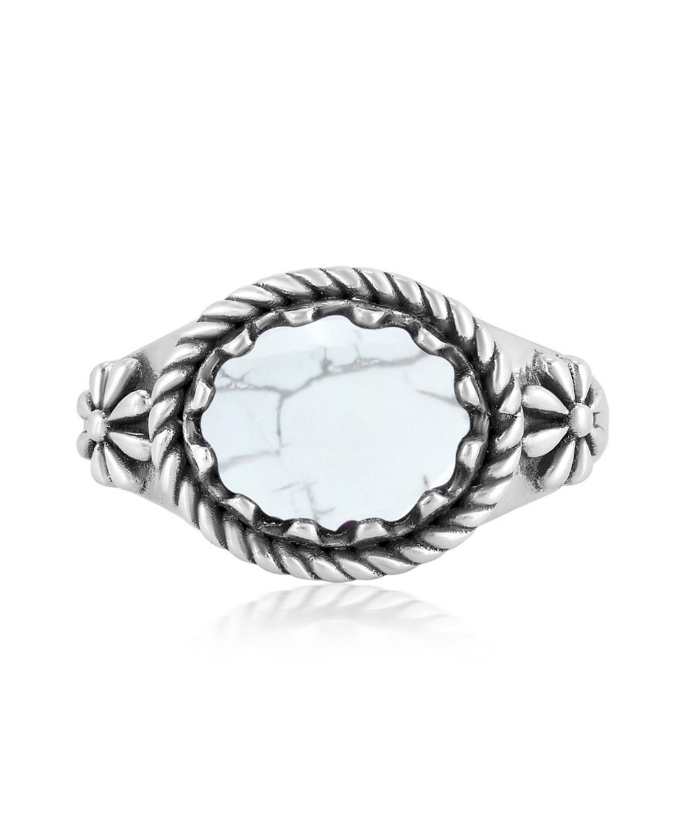 American West Jewelry Sterling Silver White Howlite East West Ring, Size 5 to 11