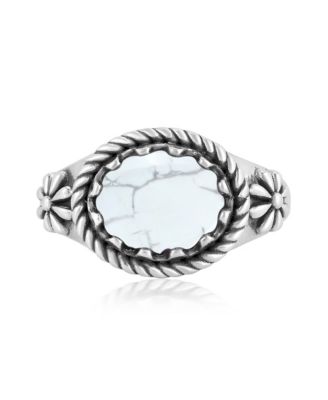 American West Jewelry Sterling Silver White Howlite East West Ring, Size 5 to 11