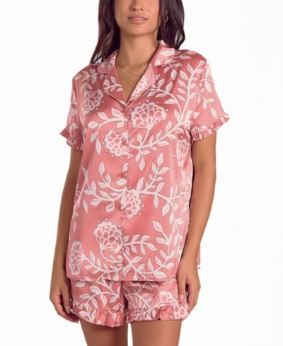 iCollection Женский пижамный комплект с цветочным принтом и коротким рукавом