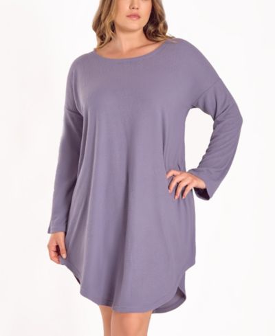 iCollection Plus Size Baby Waffle Stretch Knit Sleep Shirt