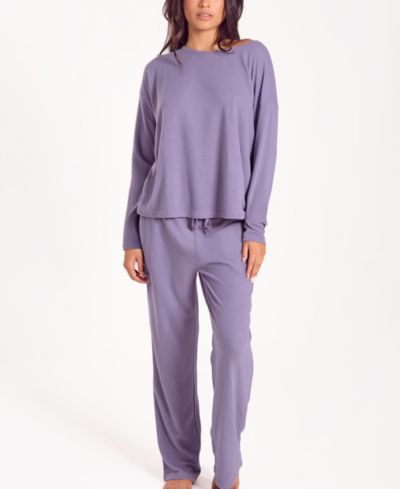 Женский комплект пижамы iCollection Baby Waffle Stretch Knit с длинным рукавом