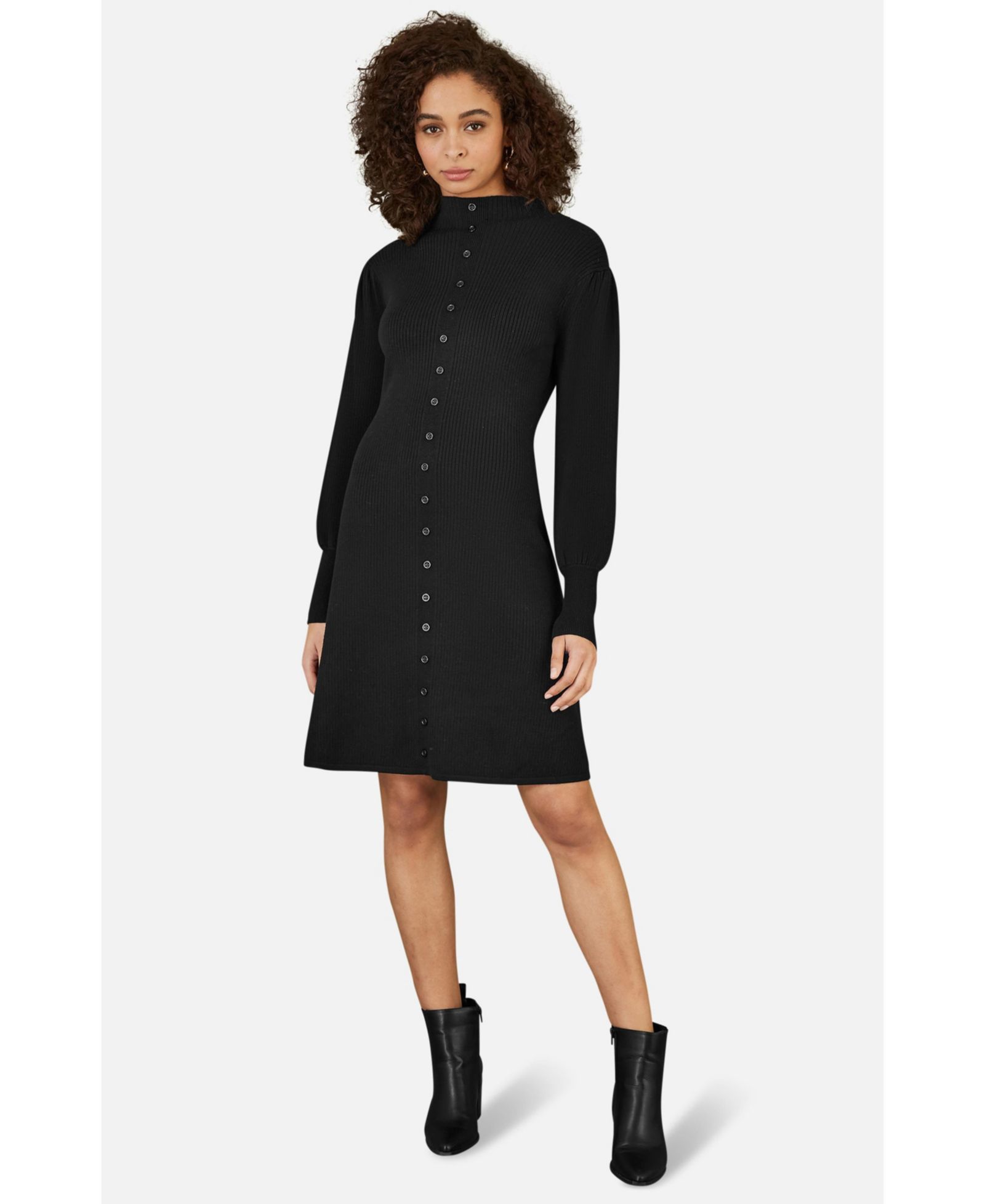 Yumi Women's Knitted Button Up Midi Dress