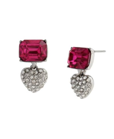 Серьги Steve Madden Faux Stone Heart Charm Drop