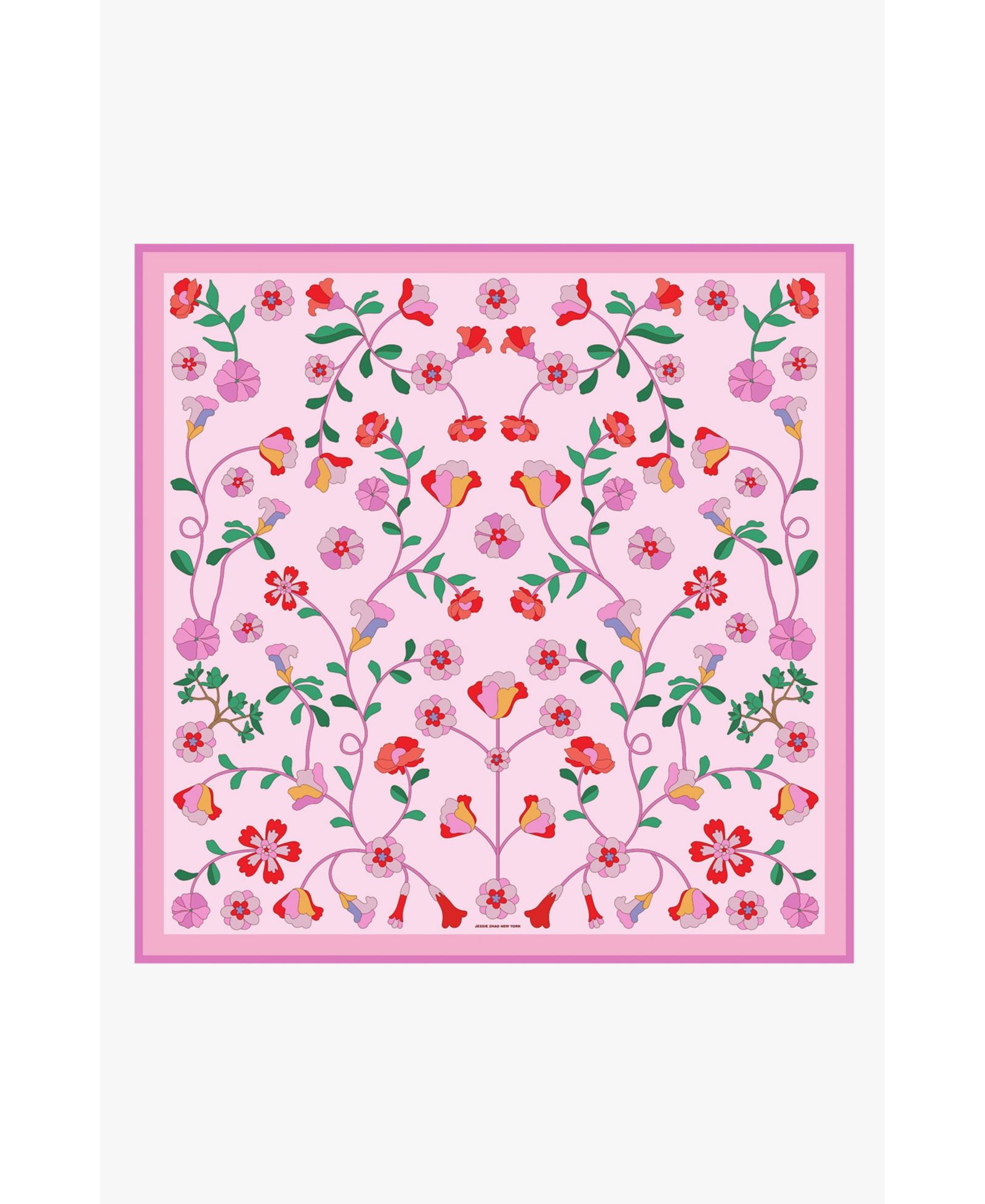 Jessie Zhao New York Blush Botanica Double Sided Silk Scarf