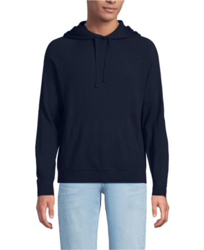 Lands' End Мужское худи из шерсти мерино, с длинным рукавом, можно стирать в машинке