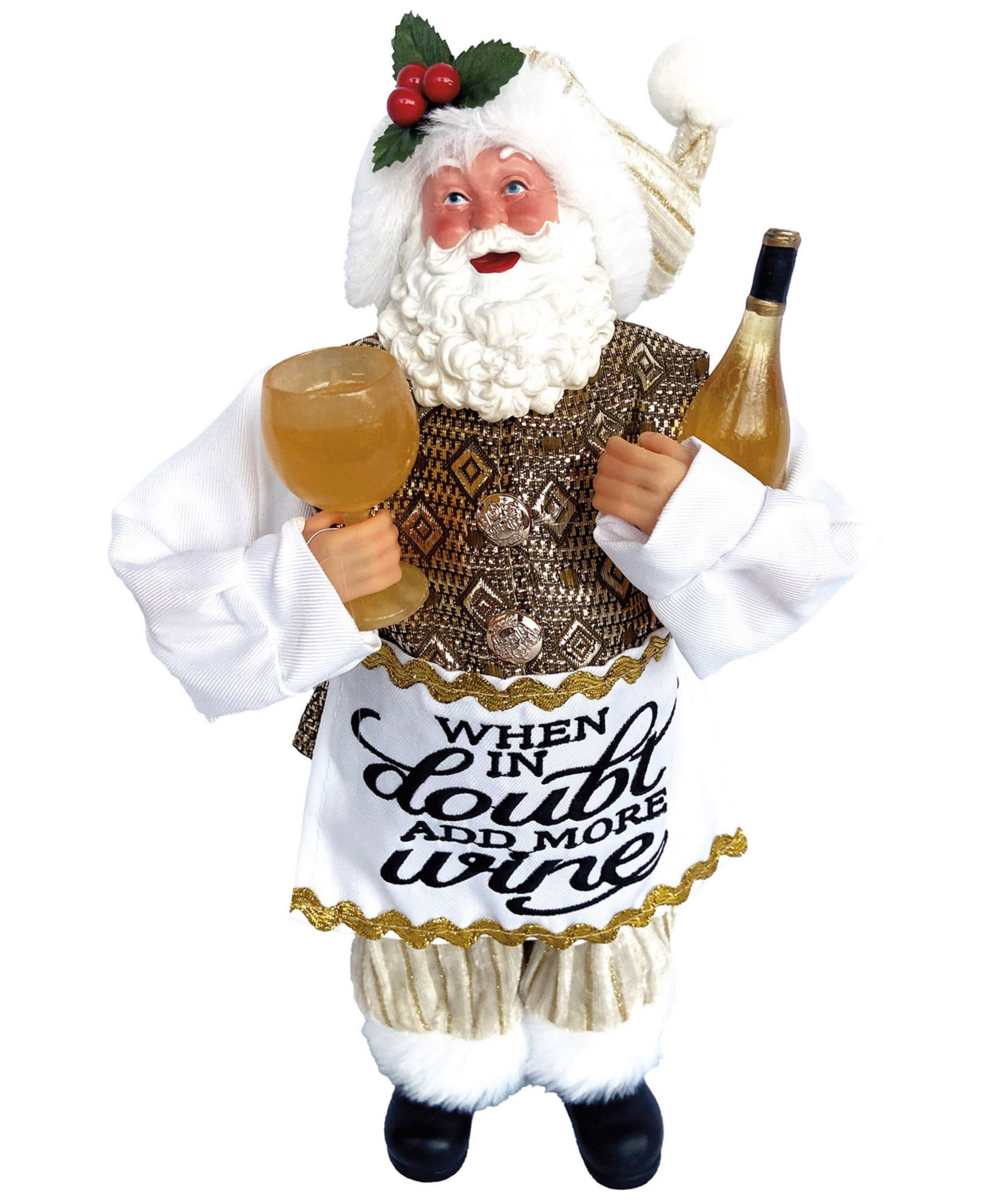 Santa's Workshop 12" When in Doubt Add More Wine Santa Claus Figurine