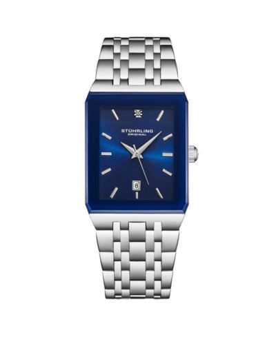 Часы Stuhrling 4084 Modern Rectangular Bracelet Watch - Sunray Dial, Date Display, Slim Stainless Design