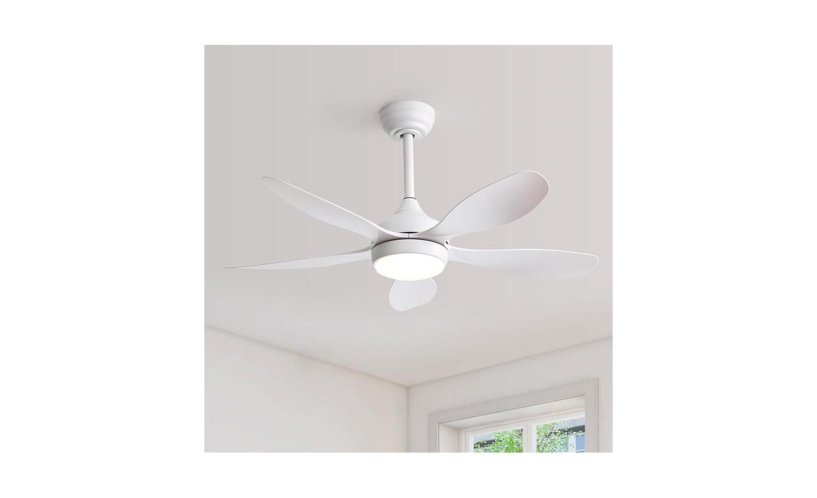 Sofucor 42-inch Matte White 5-Blade 6-Speed Adjustable LED Ceiling Fan Light with Remote Control
