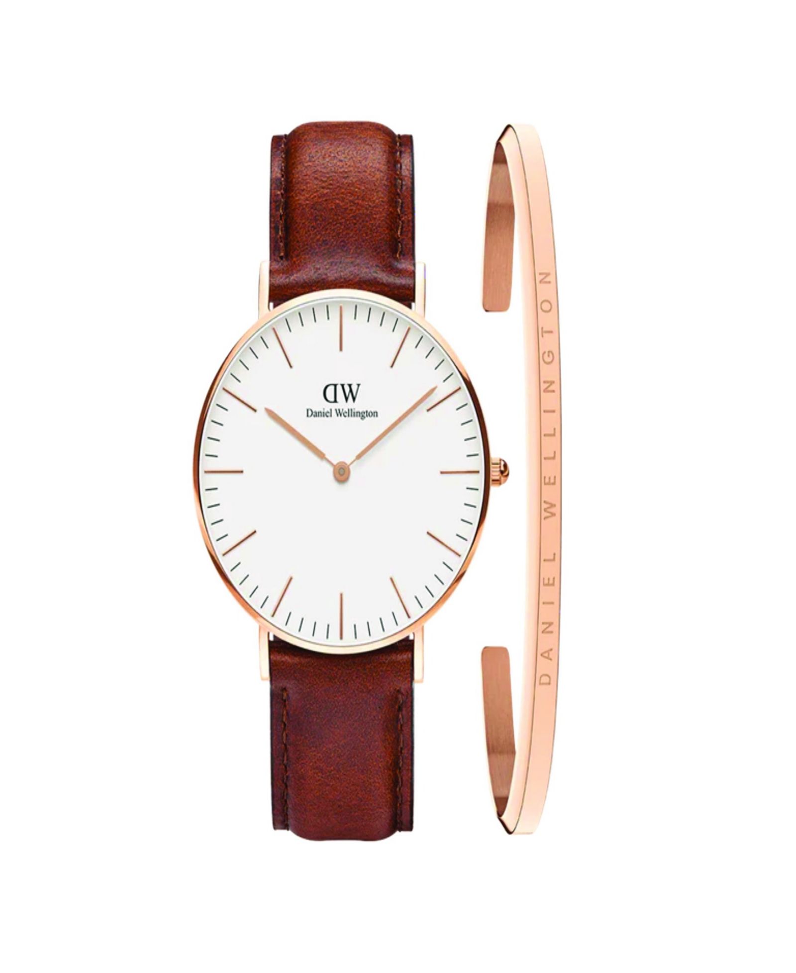 Daniel Wellington Унисекс аналоговые часы Daniel Wellington Brown Leather Watch Set, 40mm