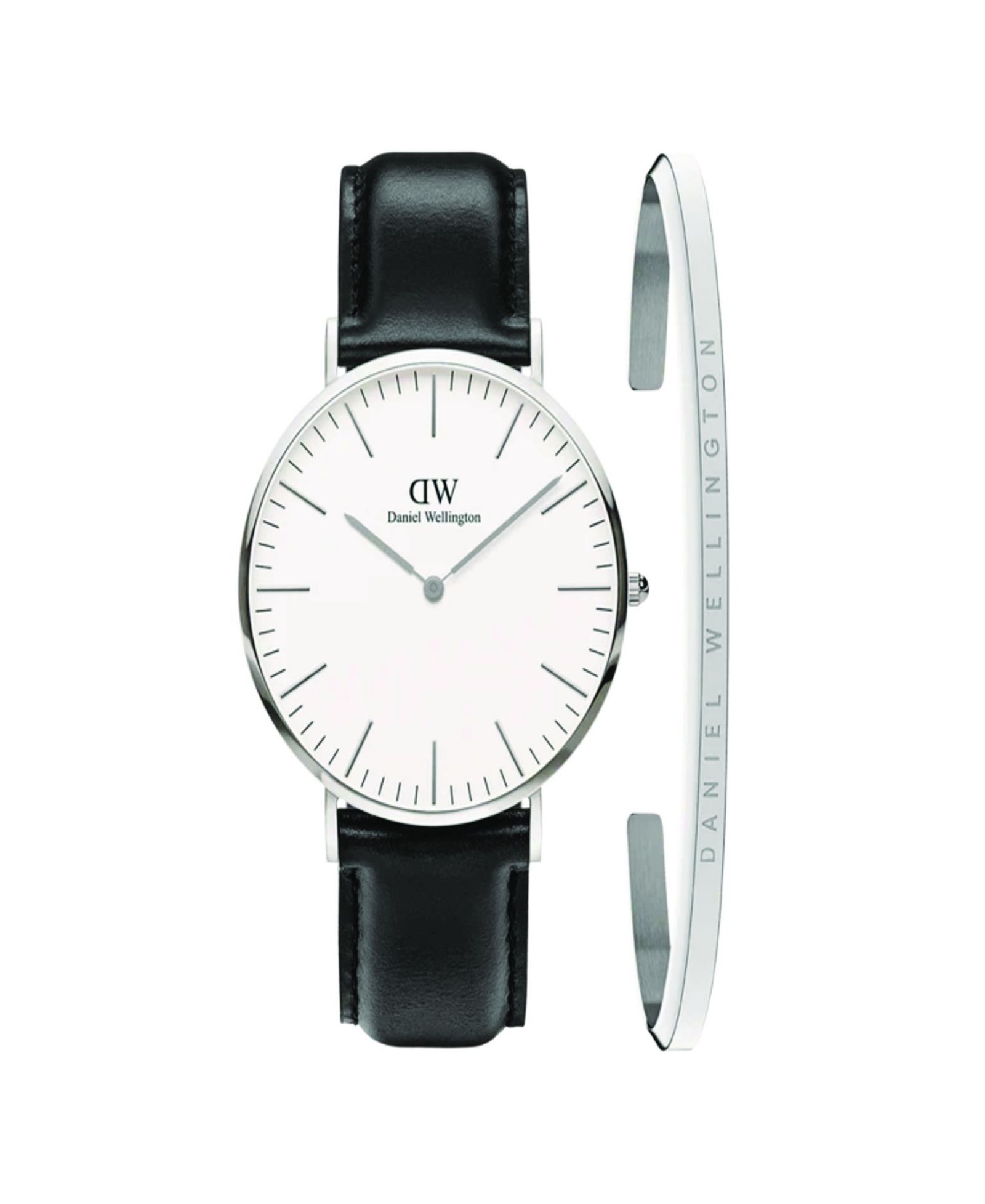 Daniel Wellington Unisex Analog Black Leather Watch Set, 40mm