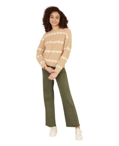Yumi Women's Heart Stripes Jumper