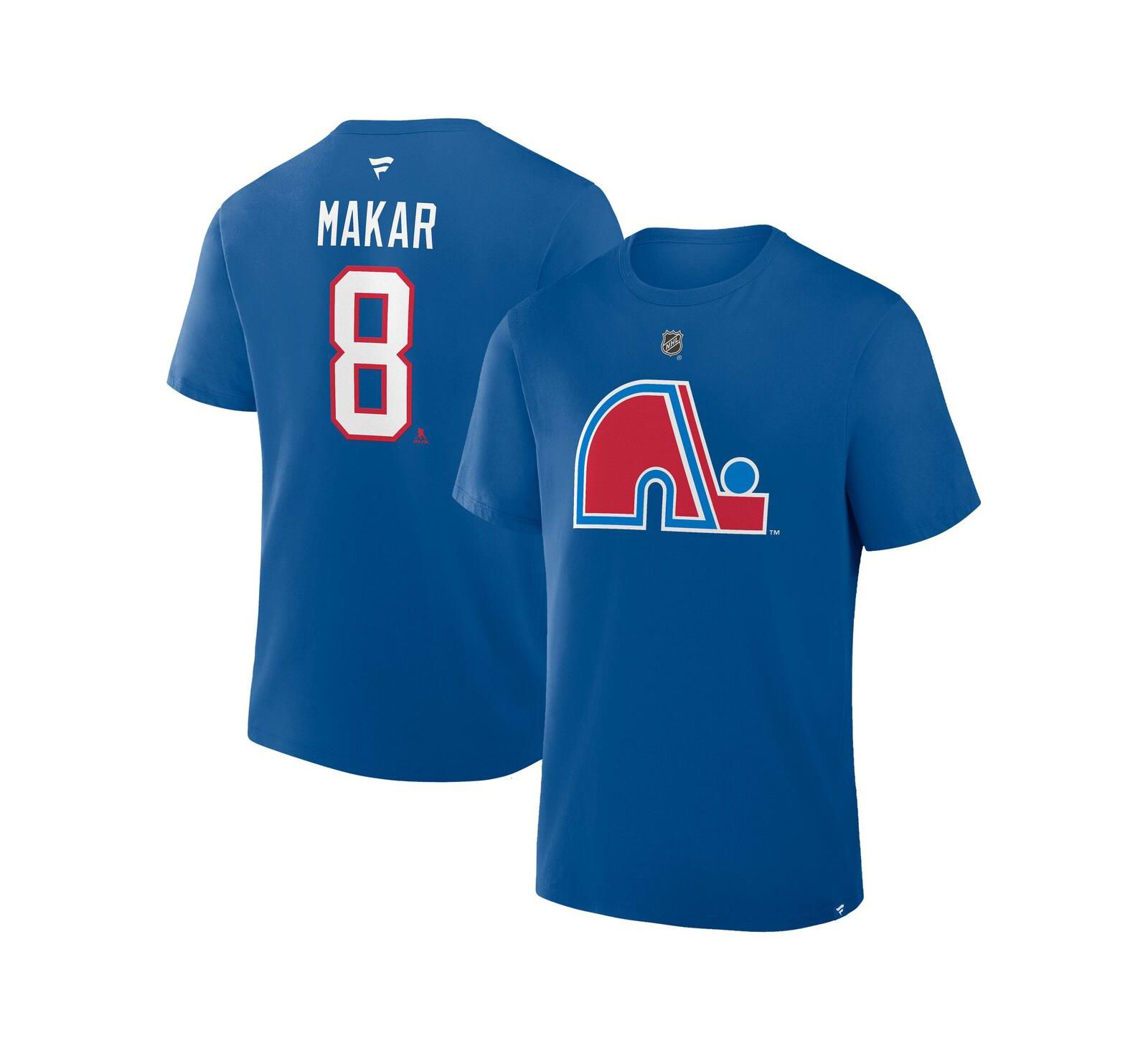 Fanatics Мужская футболка Fanatics Blue Cale Makar Colorado Avalanche Heritage Authentic Stack Name & Number