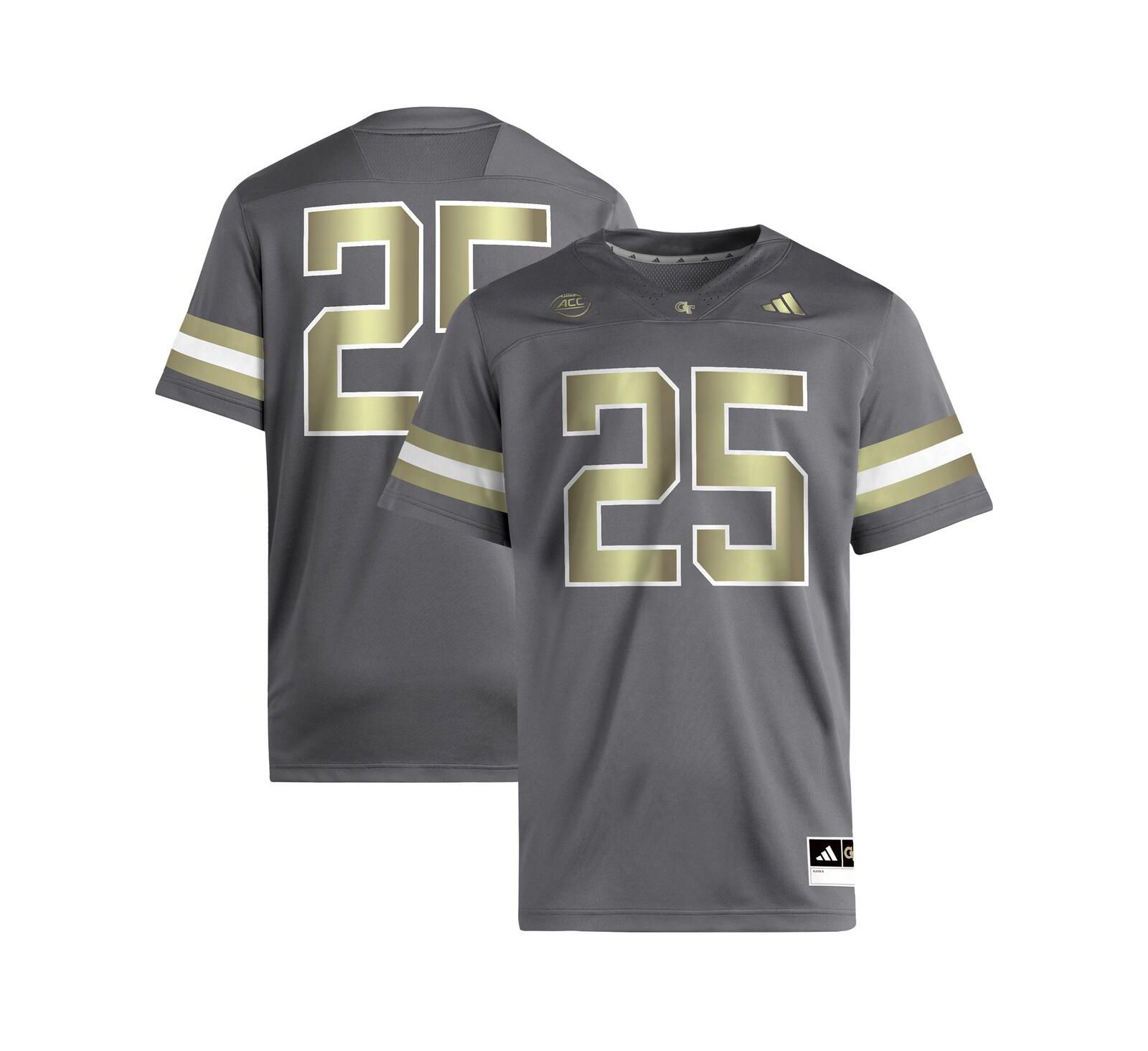 Мужская джерси Adidas 25 Gray Georgia Tech Yellow Jackets Premier