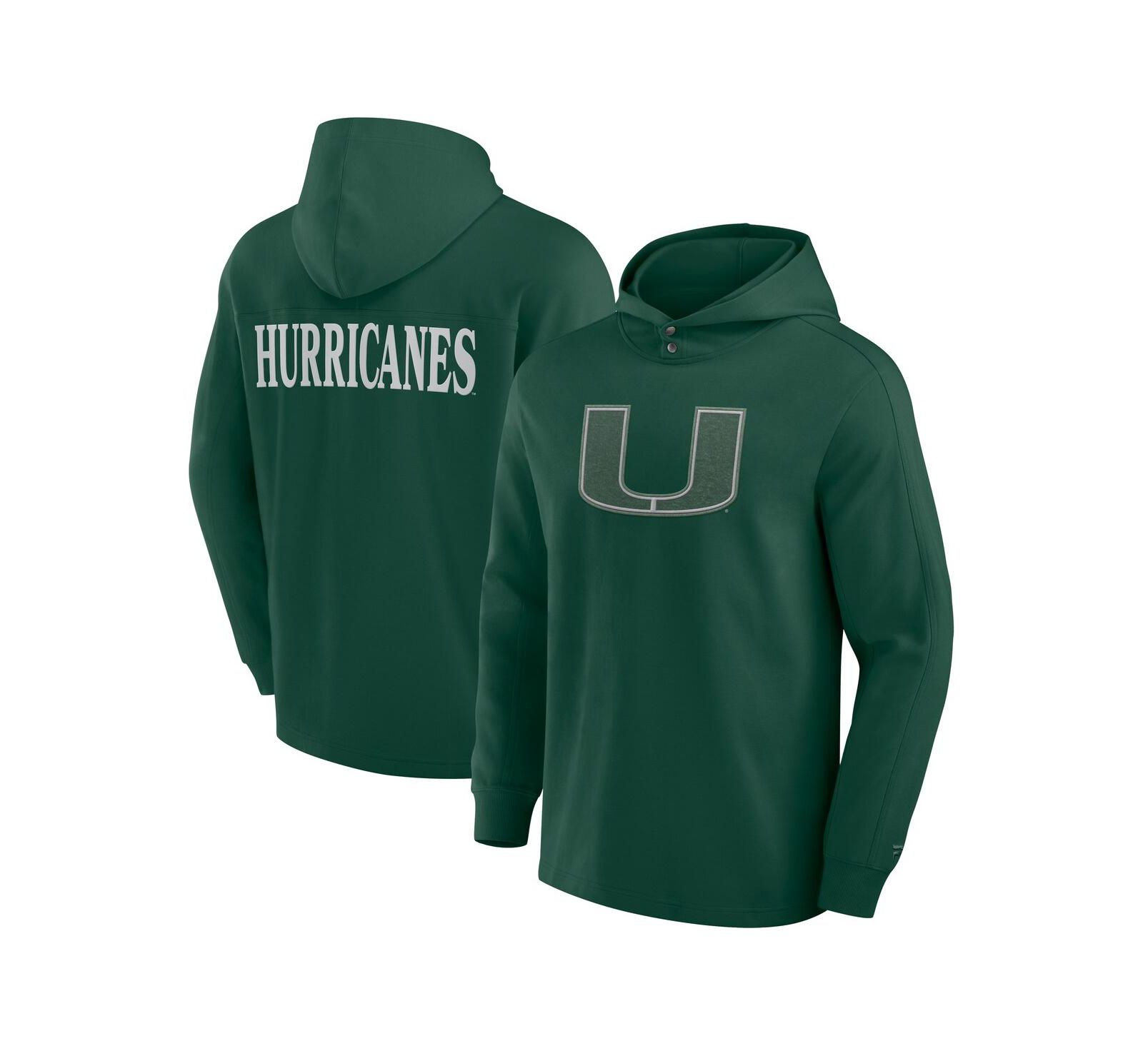 Мужское худи Fanatics Miami Hurricanes Blaze Tri-Blend зеленого цвета