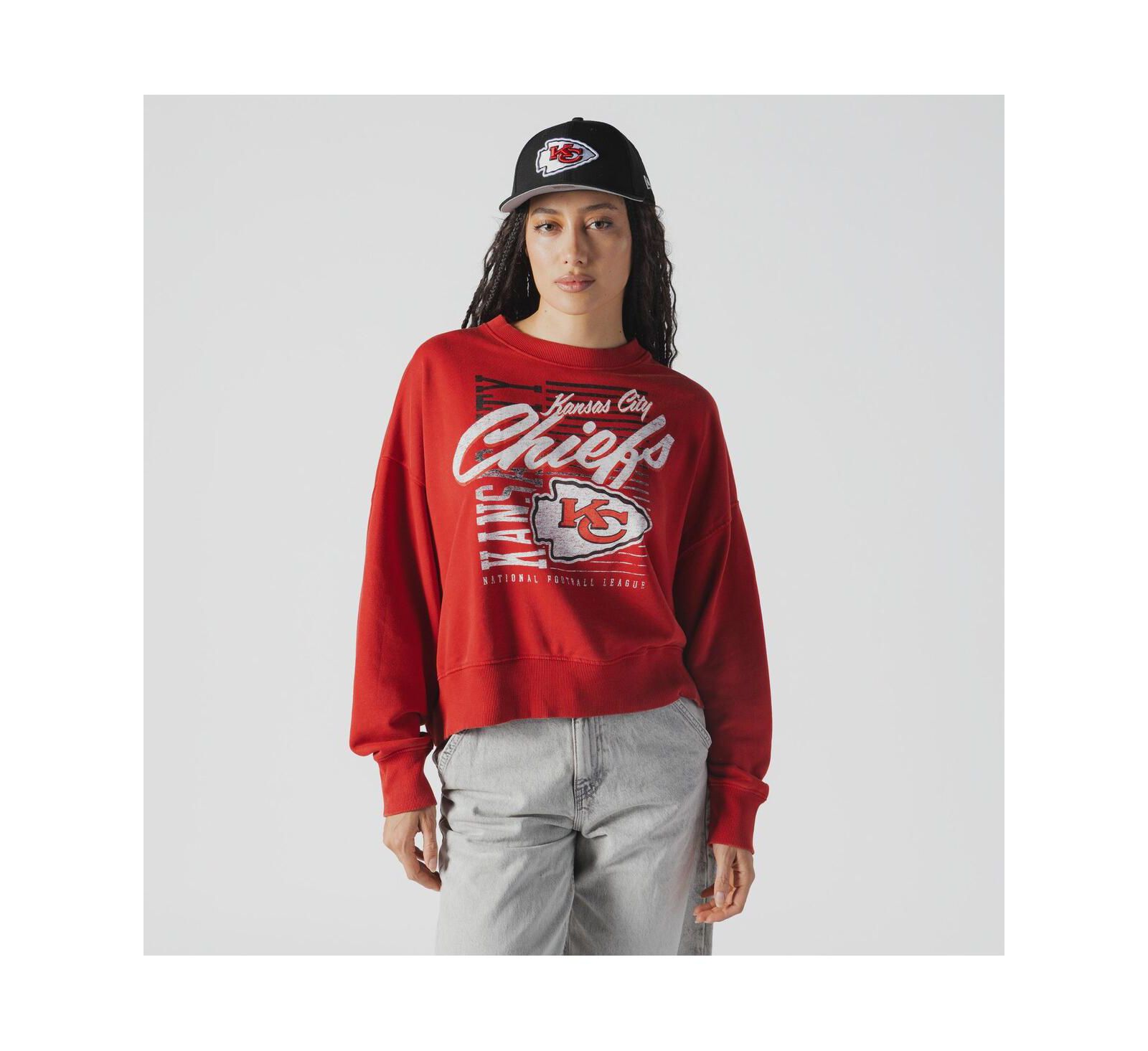 Женский свитшот New Era Kansas City Chiefs Oversized Throwback Mineral Wash Crew Neck Red