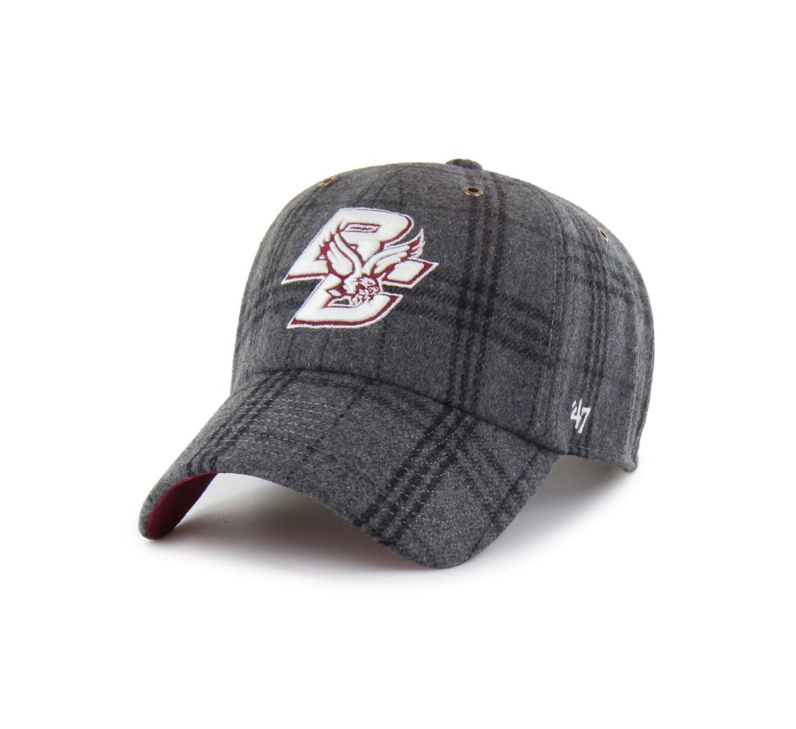 Мужская и женская кепка '47 Brand Gray Boston College Eagles Plaid Windowpane Clean Up Adjustable Hat