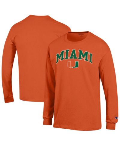 Мужская футболка Champion Long Sleeve с логотипом Miami Hurricanes — Orange