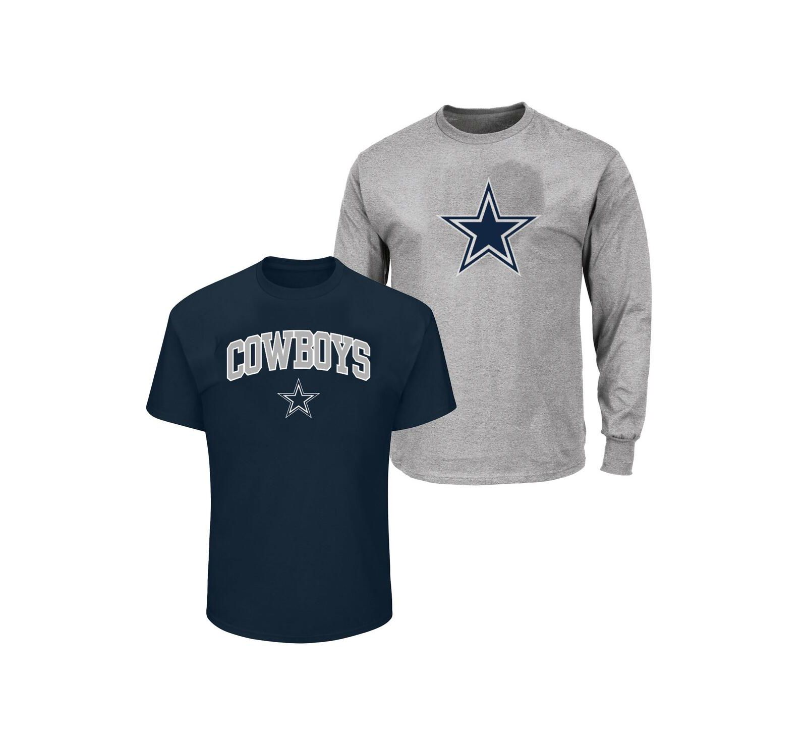 Мужской набор футболок Fanatics Dallas Cowboys Big & Tall, 2 шт., темно-синий/серый меланж