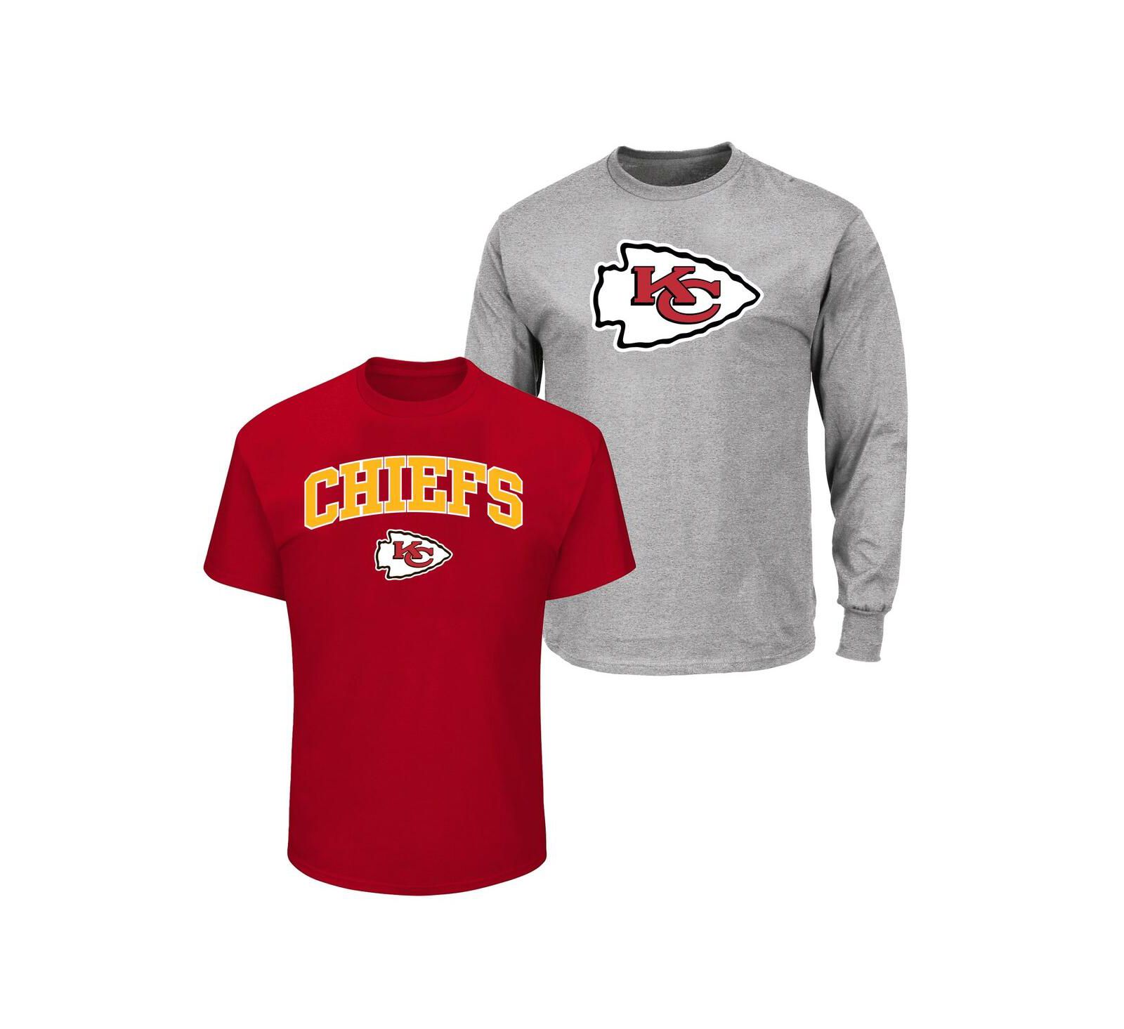 Мужской комплект из 2 футболок Fanatics Kansas City Chiefs Big & Tall Красный/Heather Gray