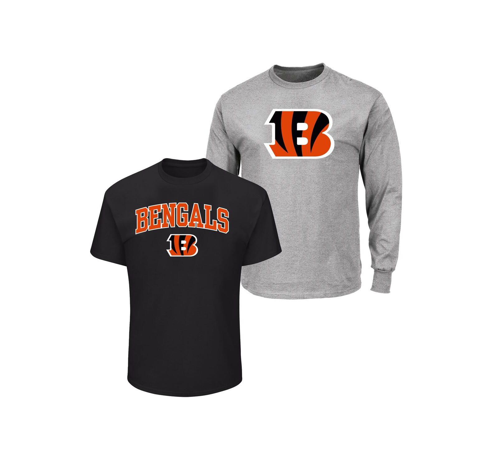 Fanatics Мужской комплект из 2 футболок Cincinnati Bengals Big & Tall, черный/серый меланж
