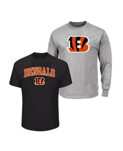 Fanatics Мужской комплект из 2 футболок Cincinnati Bengals Big & Tall, черный/серый меланж