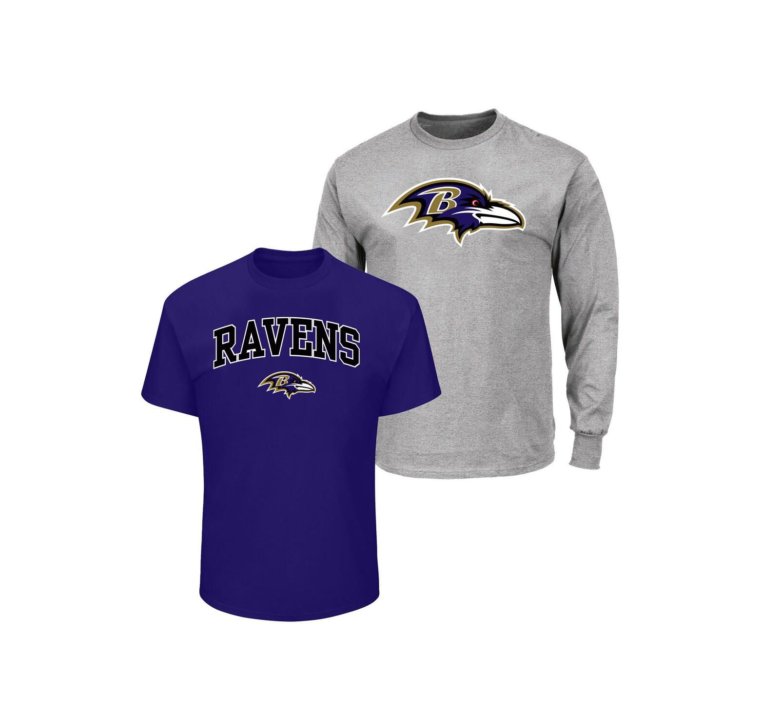 Мужской набор из 2 футболок Fanatics Baltimore Ravens, фиолетовый/светло-серый, Big & Tall