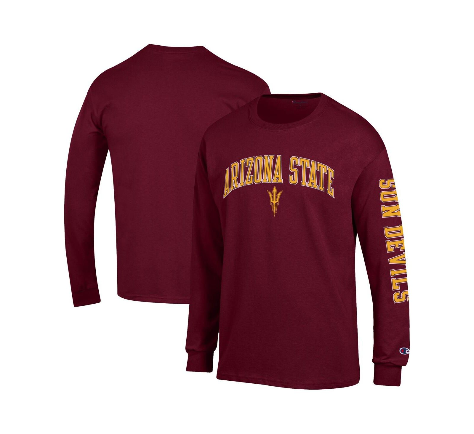 Мужская футболка Champion Arizona State Sun Devils Arch Over Logo 2-Hit Long Sleeve
