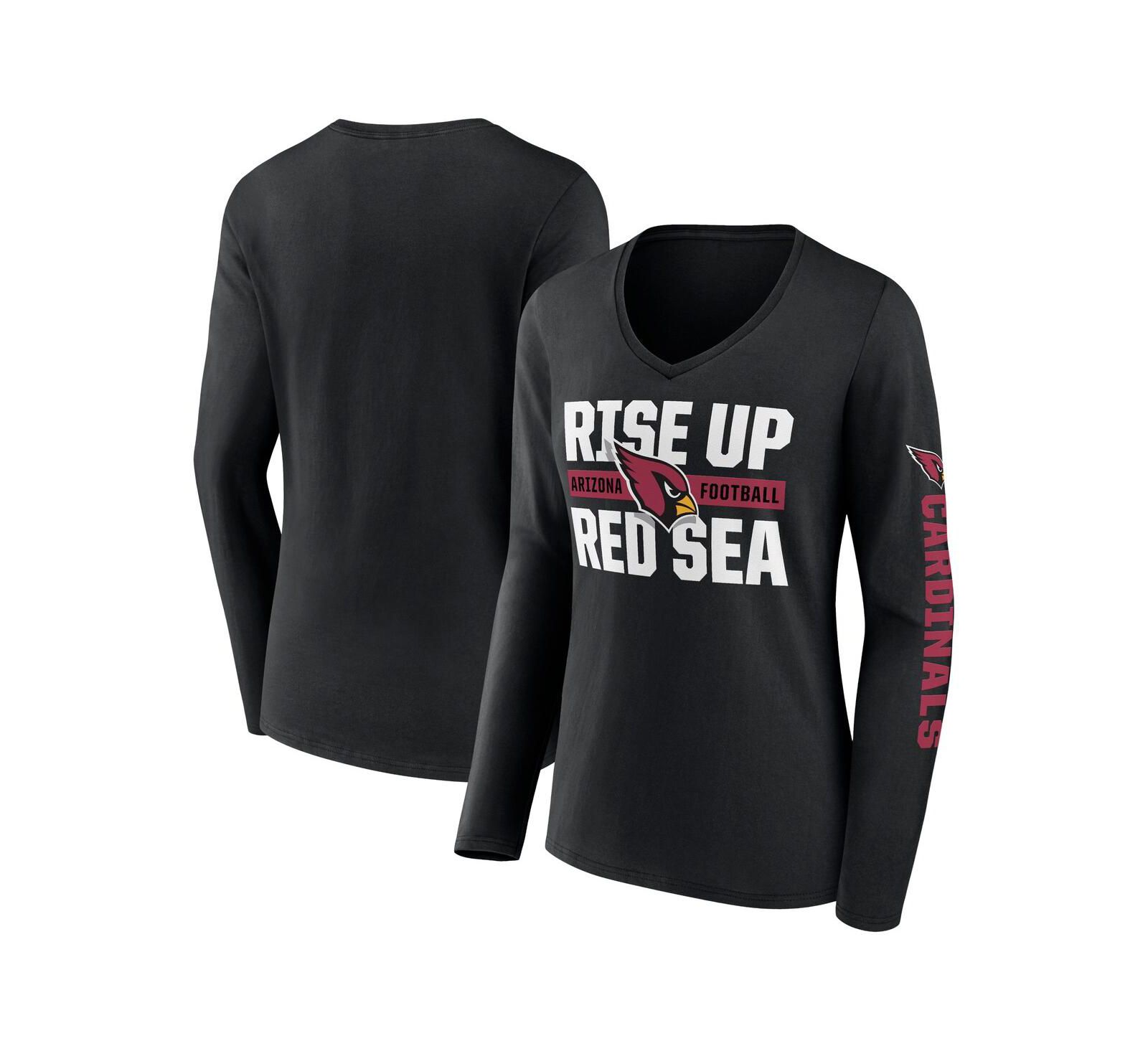 Fanatics Women's Black Arizona Cardinals Hometown Sweep Long Sleeve V-Neck T-Shirt
