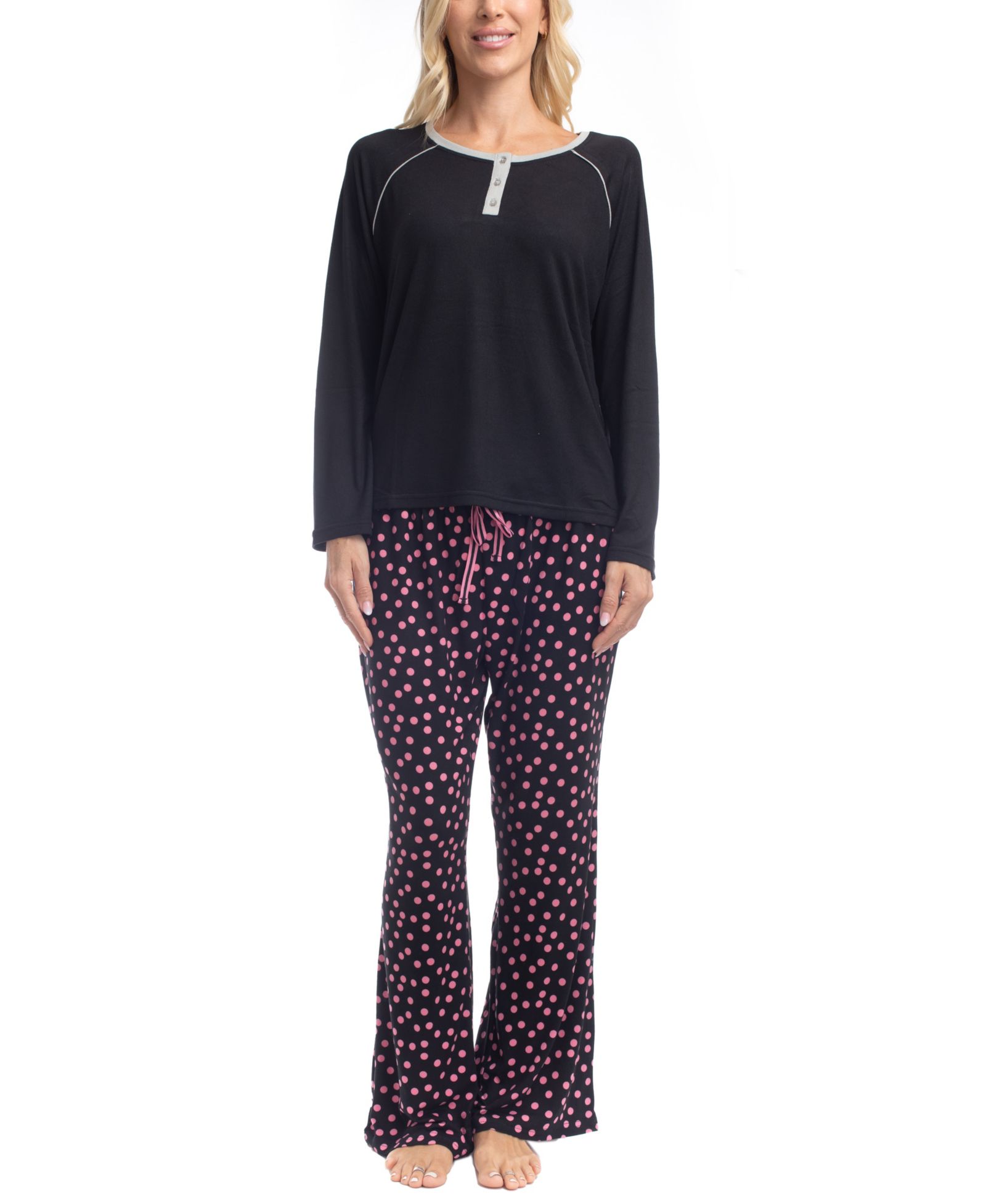 Goodnight Kiss Cherry Merry Henley PJ Set