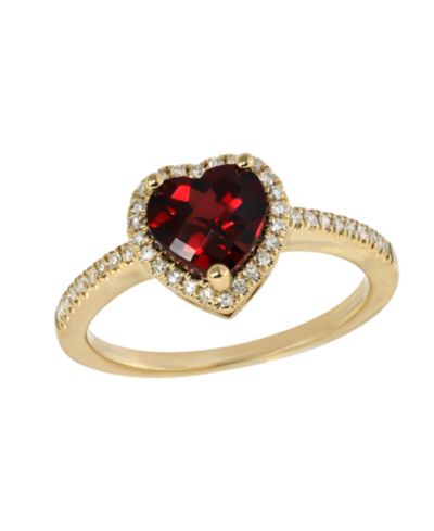 Кольцо Macy's с гранатом (1-1/2 ct. t.w.) и бриллиантом (1/6 ct. t.w.) в 14k Yellow Gold