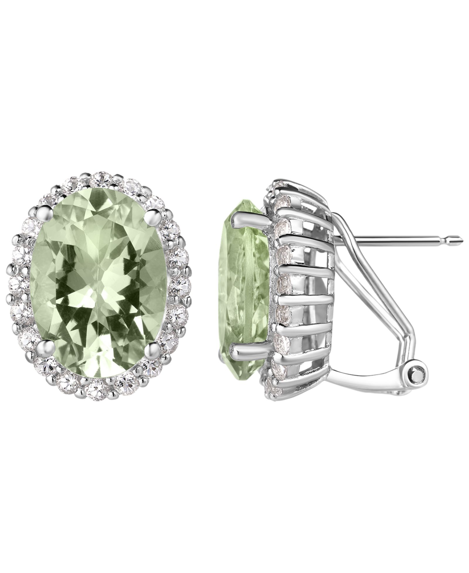 Серьги Macy's с зеленым аметистом (9 ct. t.w.) и белым топазом (1/2 ct. t.w.) в стерлинговом серебре