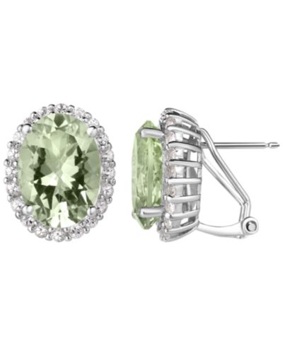 Серьги Macy's с зеленым аметистом (9 ct. t.w.) и белым топазом (1/2 ct. t.w.) в стерлинговом серебре