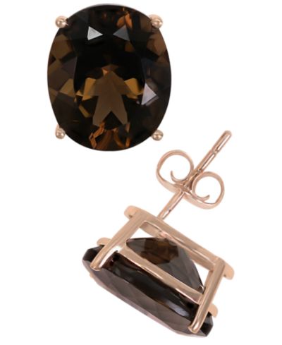 Серьги-гвоздики с дымчатым кварцем (8 ct. t.w.) в 14k розовом золоте