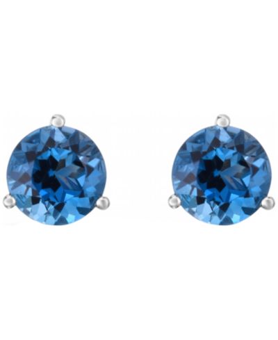 Macy's London Blue Topaz (3 ct. t.w.) Stud Earrings in 14k White Gold