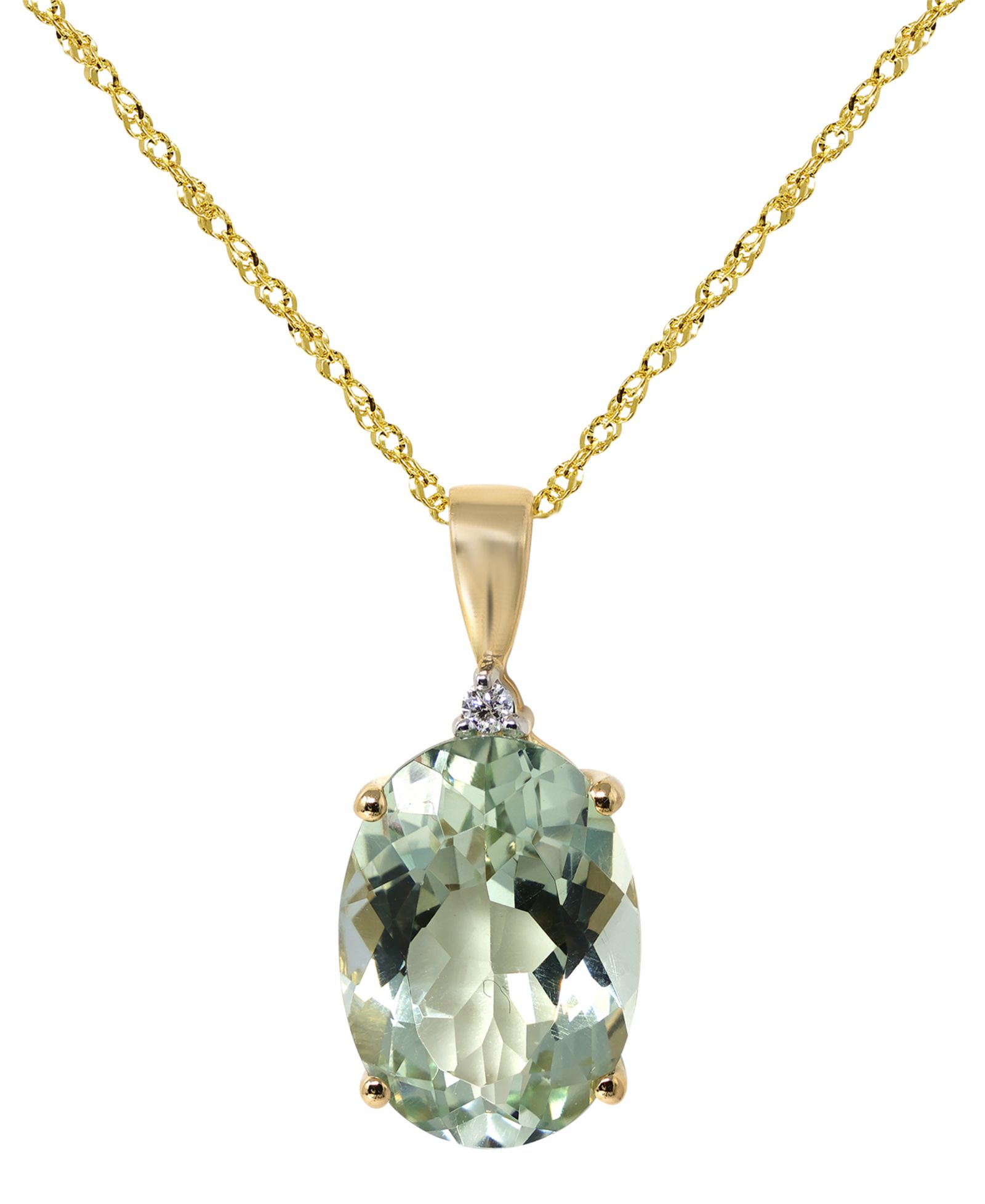 Подвеска с акцентом из бриллиантов и зеленого аметиста (4-1/2 ct. t.w.) в 14k желтом золоте