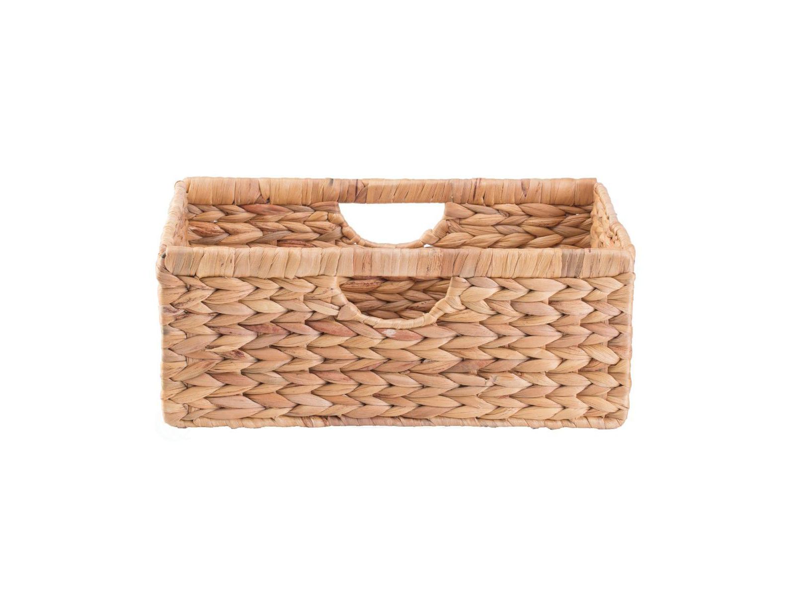 Wickerwise Hyacinth Basket - Rustic Handwoven Multipurpose Foldable Storage Organizer Decorative Laundry Totes and Woven Storage Bin