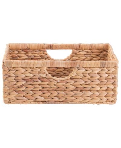 Wickerwise Hyacinth Basket - Rustic Handwoven Multipurpose Foldable Storage Organizer Decorative Laundry Totes and Woven Storage Bin