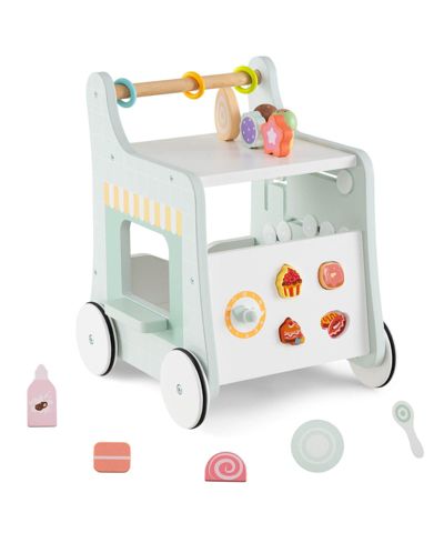 Игрушечная тележка для малышей Costway Wooden Baby Walker Ice Cream Cart с аксессуарами