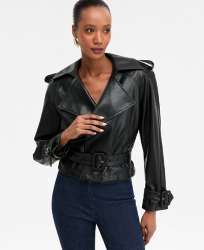 I.N.C. International Concepts Women's Faux-Leather Biker Jacket, Macy's Exclusive