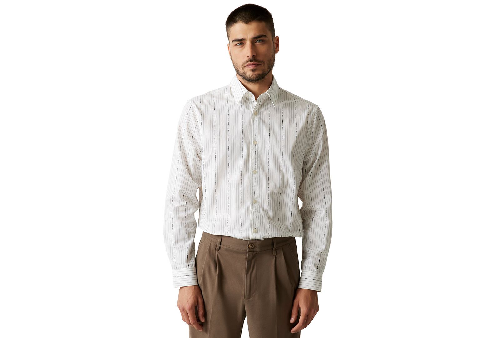 GUESS Men's Vertical Striped Long-Sleeve Shirt