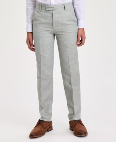Calvin Klein Boys' 8-20 Green Tri-Blend Linen Suit Pants