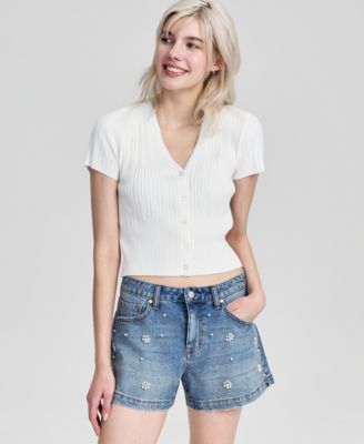 Женская укороченная кардиган-жилет And Now This Ribbed Short-Sleeve