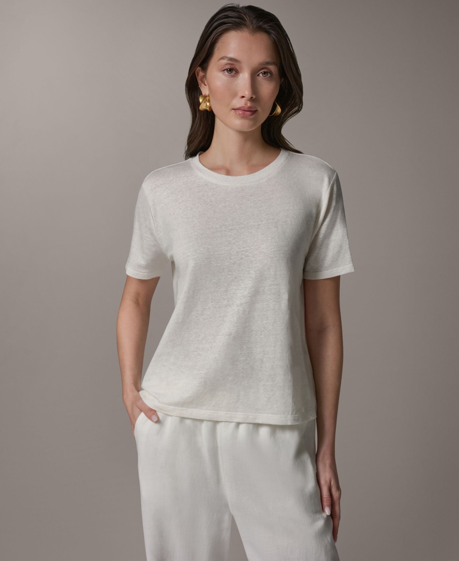 Футболка в полоску из джерси льна для женщин Donna Karan Weekend