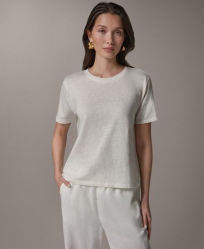 Футболка в полоску из джерси льна для женщин Donna Karan Weekend