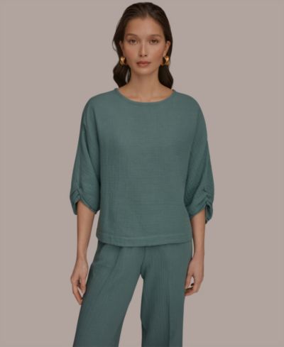 Женская блузка Donna Karan Weekend Cotton Gauze Twist Cuff Dolman Sleeve
