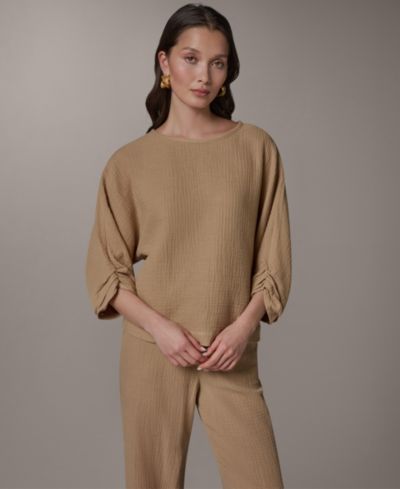 Женская блузка Donna Karan Weekend Cotton Gauze Twist Cuff Dolman Sleeve