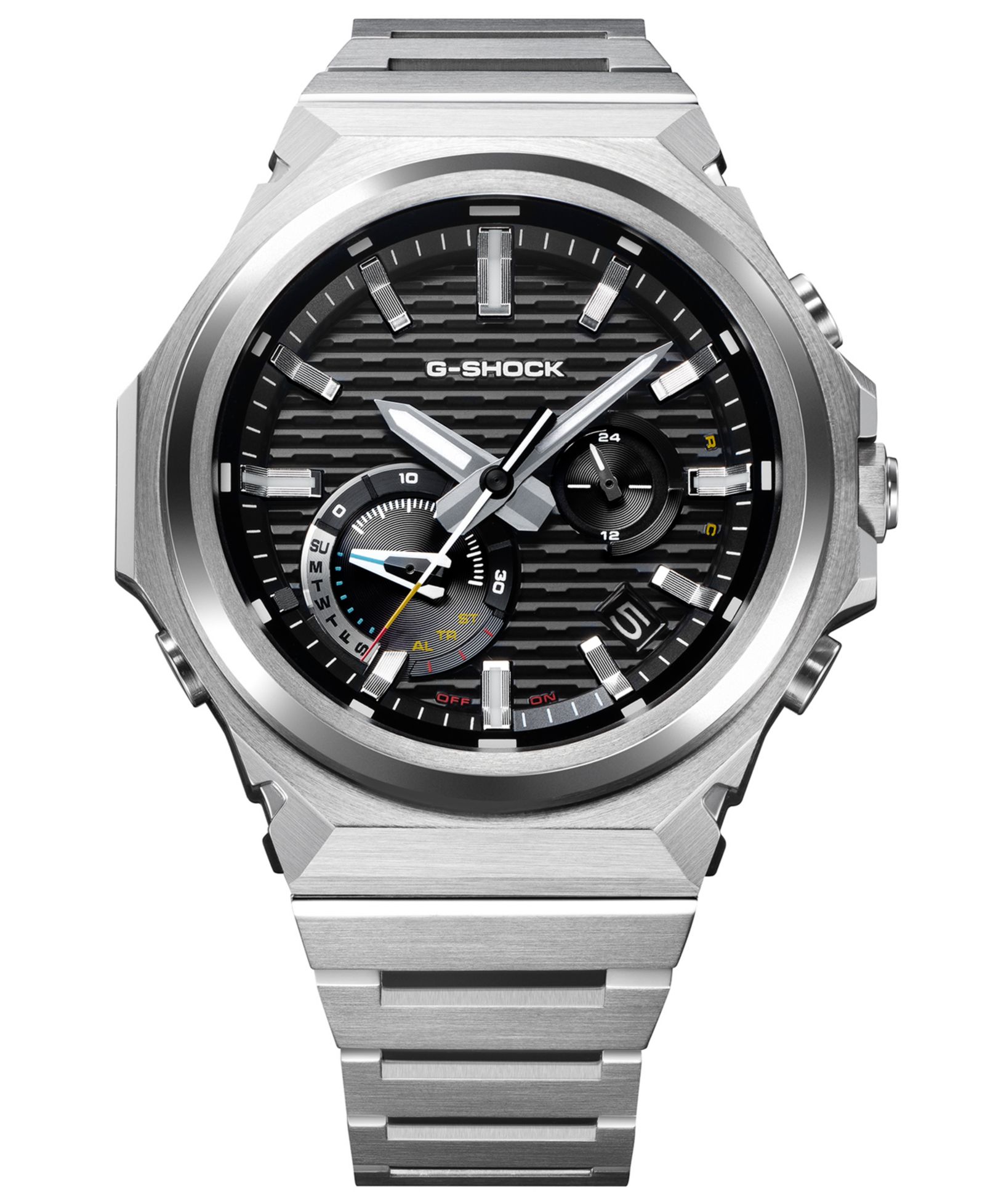 Часы G-Shock Men's Japanese Quartz Silver-Tone Stainless Steel, 44.2mm