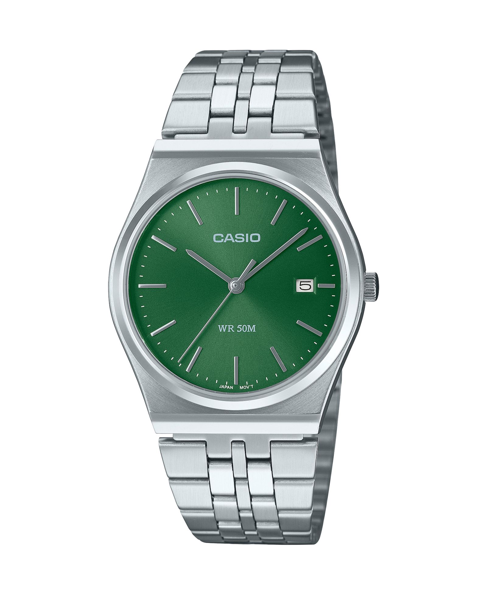 Casio Men's Japanese Quartz Silver-Tone Stainless Steel Watch, 35mm